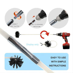 Chimney Brush Set 3.94In 100mm Brush Head 9pcs 15.74In 40Cm Rods