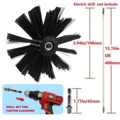 Chimney Brush Set 3.94In 100mm Brush Head 9pcs 15.74In 40Cm Rods