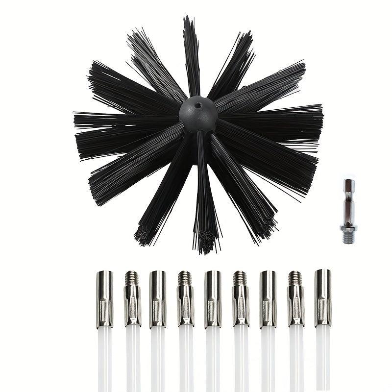 Chimney Brush Set 3.94In 100mm Brush Head 9pcs 15.74In 40Cm Rods