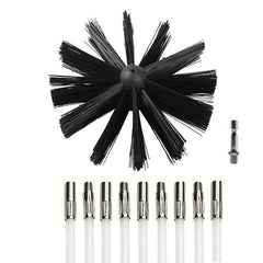 Chimney Brush Set 3.94In 100mm Brush Head 9pcs 15.74In 40Cm Rods