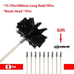 Chimney Brush Set 3.94In 100mm Brush Head 9pcs 15.74In 40Cm Rods