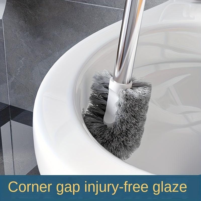 Toilet Brush With Holder Semi-circular Design Stainless Steel Long Handle