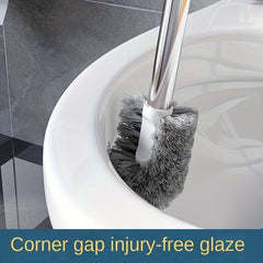 Toilet Brush With Holder Semi-circular Design Stainless Steel Long Handle