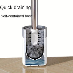 Toilet Brush With Holder Semi-circular Design Stainless Steel Long Handle
