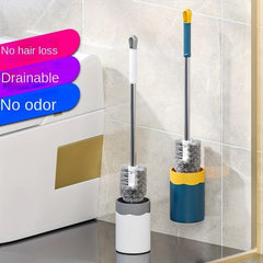 Toilet Brush With Holder Semi-circular Design Stainless Steel Long Handle