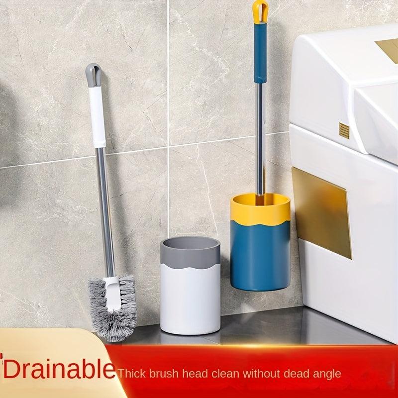 Toilet Brush With Holder Semi-circular Design Stainless Steel Long Handle
