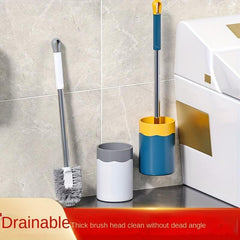 Toilet Brush With Holder Semi-circular Design Stainless Steel Long Handle