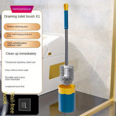 Toilet Brush With Holder Semi-circular Design Stainless Steel Long Handle