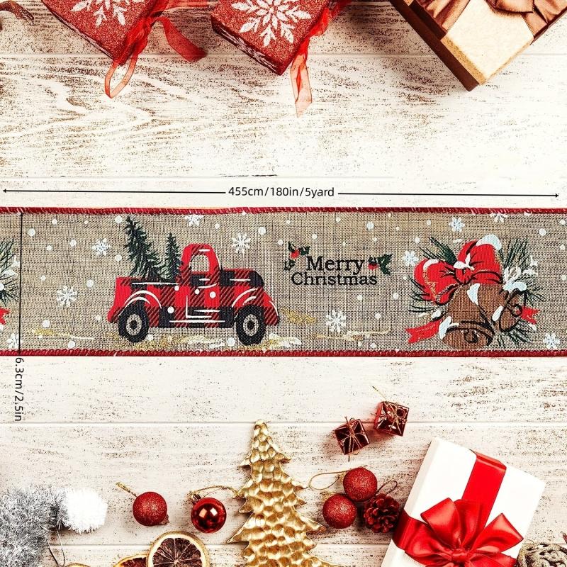 6 X 5Yard Merry Christmas Truck Tree Snowflake Ribbon