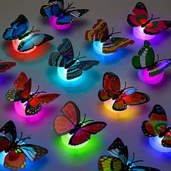 24pcs 3D LED Butterfly Night Light Sticker for Garden Backyard Party