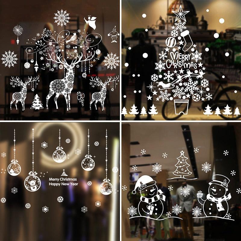 Large Christmas Window Stickers Snowflake Elk Xmas Tree Sticker