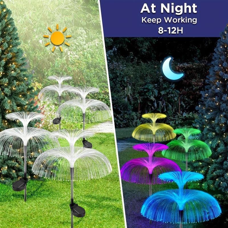 3pcs Solar Flower Lights Outdoor Garden Double Layer Jellyfish Solar Yard Lights
