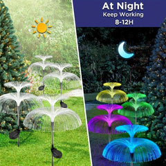 3pcs Solar Flower Lights Outdoor Garden Double Layer Jellyfish Solar Yard Lights