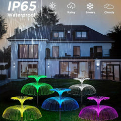 3pcs Solar Flower Lights Outdoor Garden Double Layer Jellyfish Solar Yard Lights