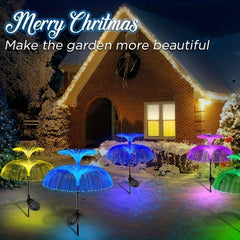 3pcs Solar Flower Lights Outdoor Garden Double Layer Jellyfish Solar Yard Lights