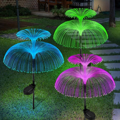 3pcs Solar Flower Lights Outdoor Garden Double Layer Jellyfish Solar Yard Lights