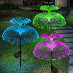3pcs Solar Flower Lights Outdoor Garden Double Layer Jellyfish Solar Yard Lights
