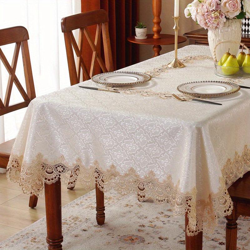 Coffee Full Lace Jacquard Satin Fabric for Home Decor