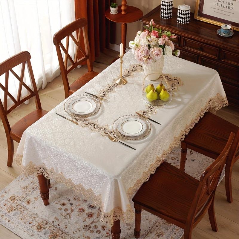 Coffee Full Lace Jacquard Satin Fabric for Home Decor