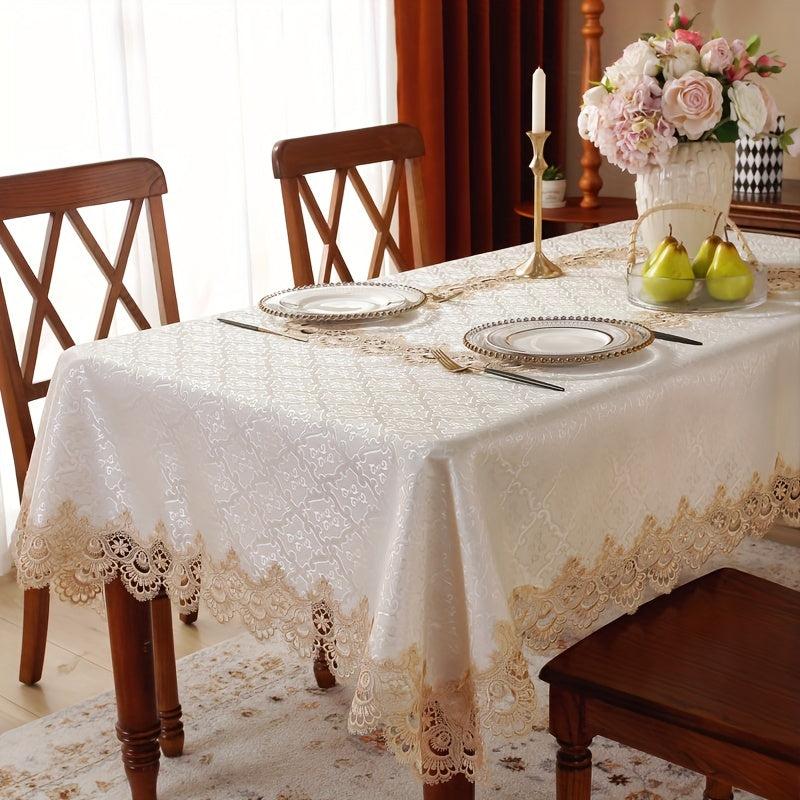 Coffee Full Lace Jacquard Satin Fabric for Home Decor