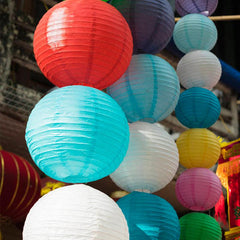 10pcs Festive Paper Lanterns 7-9inch Random Hanging Lamp for Holidays