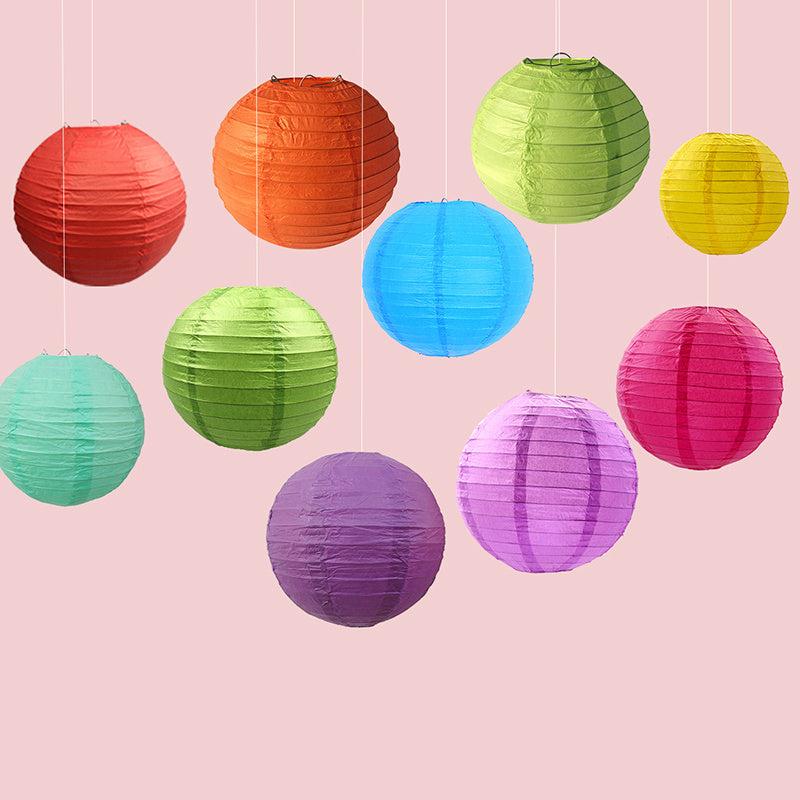 10pcs Festive Paper Lanterns 7-9inch Random Hanging Lamp for Holidays