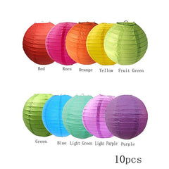 10pcs Festive Paper Lanterns 7-9inch Random Hanging Lamp for Holidays