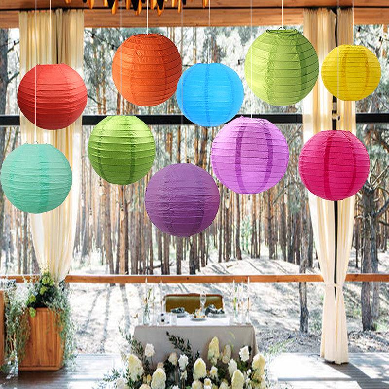 10pcs Festive Paper Lanterns 7-9inch Random Hanging Lamp for Holidays