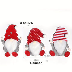 1pc Christmas Cartoon Doll & Fork Set Table Props Ornaments Decor
