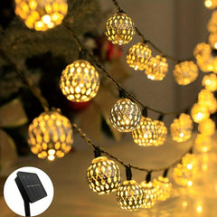 Moroccan Ball Solar String Lights Warm Outdoor String Lights