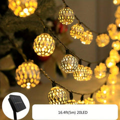 Moroccan Ball Solar String Lights Warm Outdoor String Lights