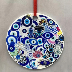 Double Sided Printed Acrylic Evil Eye Decorative Pendant