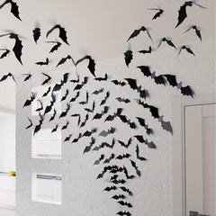 12pcs Halloween Bats 3D Bat Stickers Haunted House Decoration