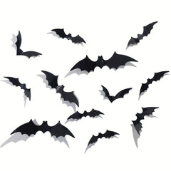 12pcs Halloween Bats 3D Bat Stickers Haunted House Decoration
