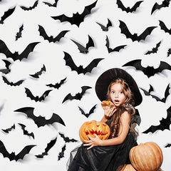 12pcs Halloween Bats 3D Bat Stickers Haunted House Decoration