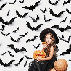 12pcs Halloween Bats 3D Bat Stickers Haunted House Decoration