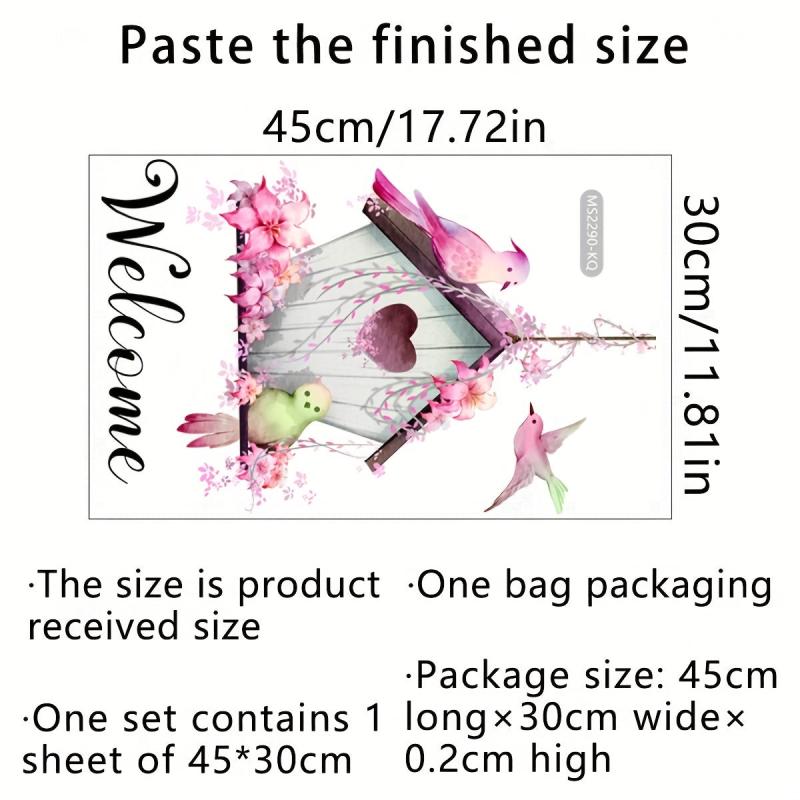 Pastoral Style Door Sticker Welcome Bird Cage Wall Sticker