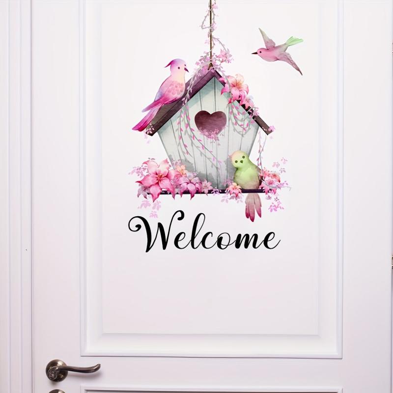 Pastoral Style Door Sticker Welcome Bird Cage Wall Sticker