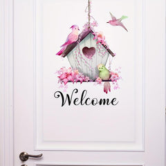 Pastoral Style Door Sticker Welcome Bird Cage Wall Sticker