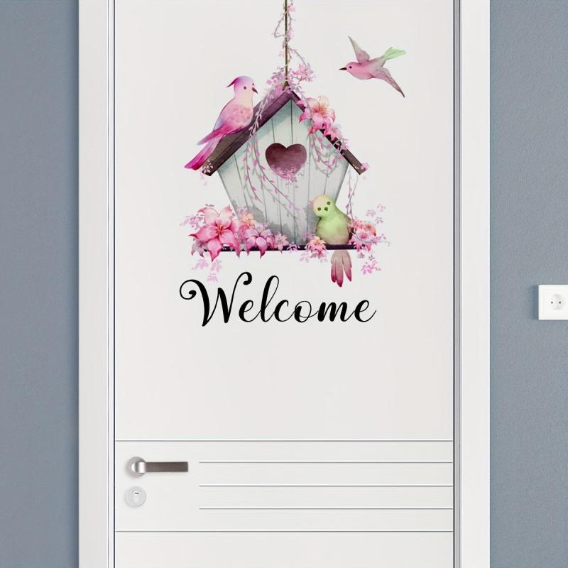 Pastoral Style Door Sticker Welcome Bird Cage Wall Sticker