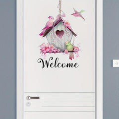 Pastoral Style Door Sticker Welcome Bird Cage Wall Sticker