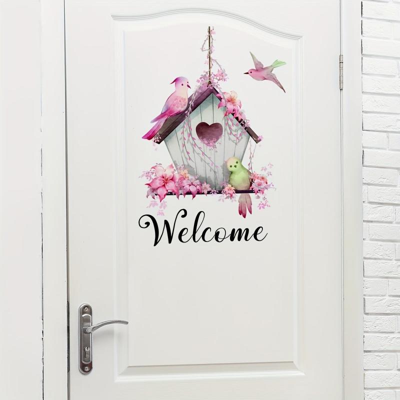 Pastoral Style Door Sticker Welcome Bird Cage Wall Sticker