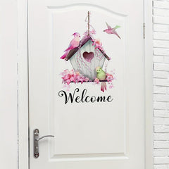 Pastoral Style Door Sticker Welcome Bird Cage Wall Sticker
