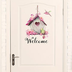 Pastoral Style Door Sticker Welcome Bird Cage Wall Sticker