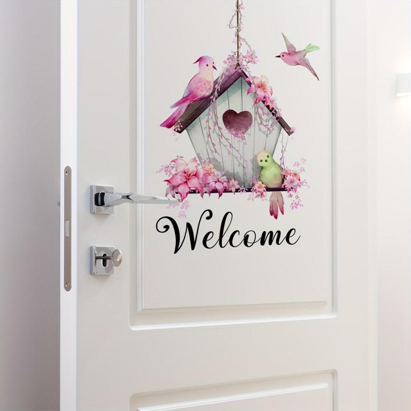Pastoral Style Door Sticker Welcome Bird Cage Wall Sticker