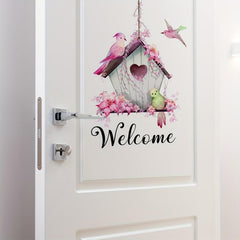 Pastoral Style Door Sticker Welcome Bird Cage Wall Sticker