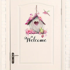 Pastoral Style Door Sticker Welcome Bird Cage Wall Sticker