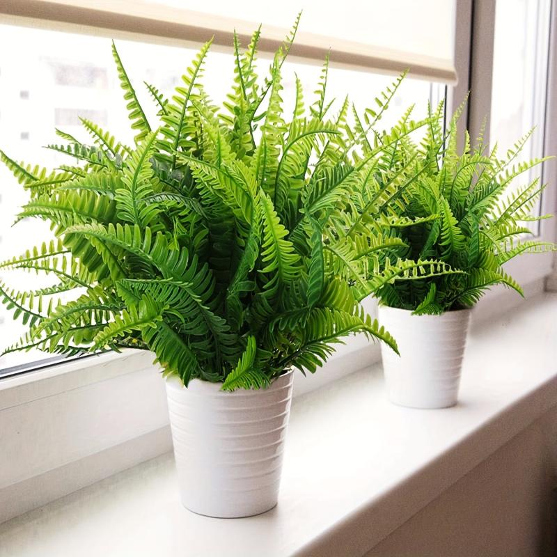 4pcs UV Resistant Artificial Boston Fern Plants Indoor/Outdoor Greenery