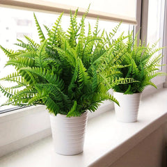4pcs UV Resistant Artificial Boston Fern Plants Indoor/Outdoor Greenery