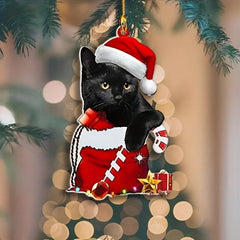 1pc Acrylic Christmas Hat Cat Scene Decoration Indoor Outdoor Garden Decor